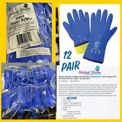 Global Glove 8490 M 8 FrogWear Guantes PVC Flexibles Impermeables Aislados 12 PARES Foto 1 de 4