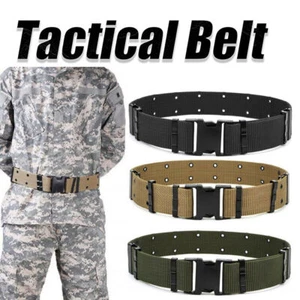 Men's Tactical Belt 2'' Heavy Duty Webbing Belt Adjustable Military Nylon Belts - Picture 1 of 12