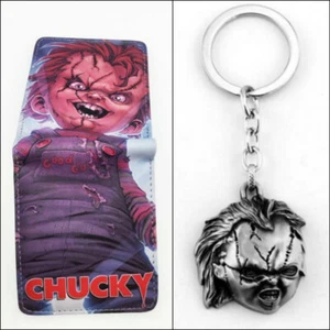 CHUCKY CHILD'S PLAY Horror BI-FOLD WALLET Card Case Money Holder & KEY CHAIN NEW - Picture 1 of 7