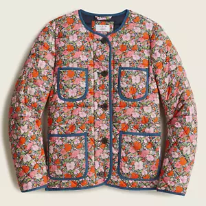 J. CREW-WOMEN QUILTED ORGANIC COTTON JACKET W/ PRIMALOFT® IN LIBERTY MEADOW SONG - Picture 1 of 9