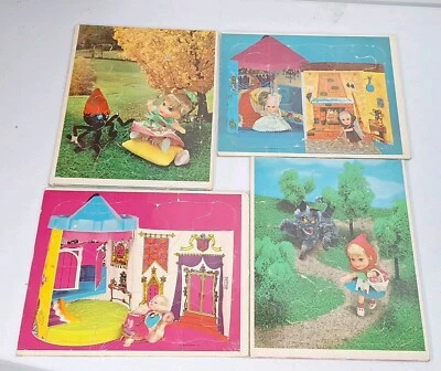 4 Vtg Liddle Kiddle Puzzles 68 Mattel Muffet Cinderella Red Riding Hood S Beauty - Image 1 of 4