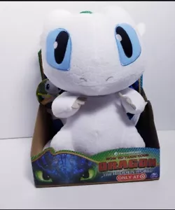 DREAMWORKS HOW TO TRAIN YOUR DRAGON LIGHT FURY PLUSH WITH SOUND BOX CIRCA 2019 - Picture 1 of 1