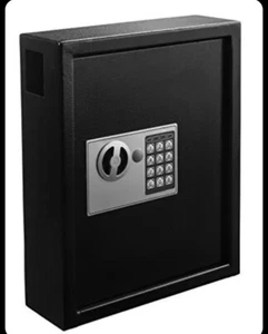 AdirOffice Secured 40-Key Cabinet with Digital Lock - Wall Mount Slim Key Black - Picture 1 of 4