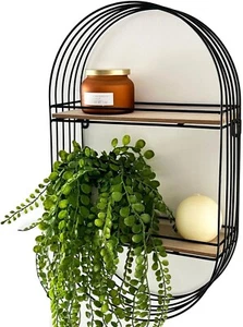 vaWall Shelf Unit 30x65cm Black Wire Metal Two Tier - Picture 1 of 2