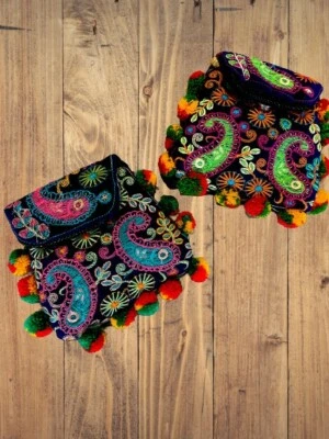 Cartera vintage bordada 2 carteras azul marino e índigo (hecha a mano) Foto 1 de 4