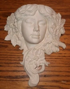 Beautiful Face Wall Sconce Candle Holder Woman Long Hair Pixie Fantasy Nouveau - Picture 1 of 6