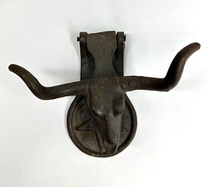 Gusseisen rustikal Texas LONGHORN STEER und STAR Türklopfer Western Cowboy Motiv - Bild 1 von 7
