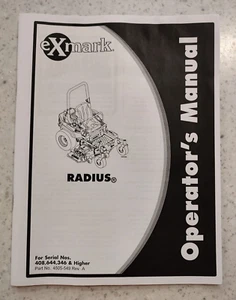 EXMARK OPERATOR'S MANUAL - ZERO TURN - RADIUS MODEL - Picture 1 of 4