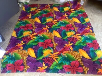 Vintage ALEXANDER HENRY LARGE MOTIF COLORFUL TROPICAL FLOWERS Cotton Fab 1.25 yd - Image 1 of 2