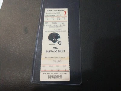ATLANTA FALCONS BUFFALO BILLS 1992 UNUSED FOOTBALL TICKET DEION SANDERS TD - Image 1 of 2