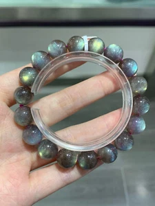 Pulsera de cuentas de piedras preciosas de luz arco iris de labradorita natural de 10,9 mm AAAA - Imagen 1 de 2