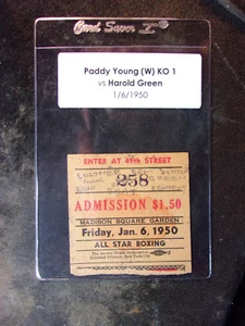 Vintage 1/6/1950 Paddy Young (W) vs Harold Green Boxing Ticket Stub B135 - Picture 1 of 1