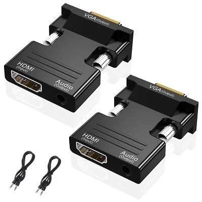 2 Stücke HDMI auf VGA HDMI VGA Adapter mit 3,5mm Klinkenstecker für PC Laptop TV - Bild 1 von 4