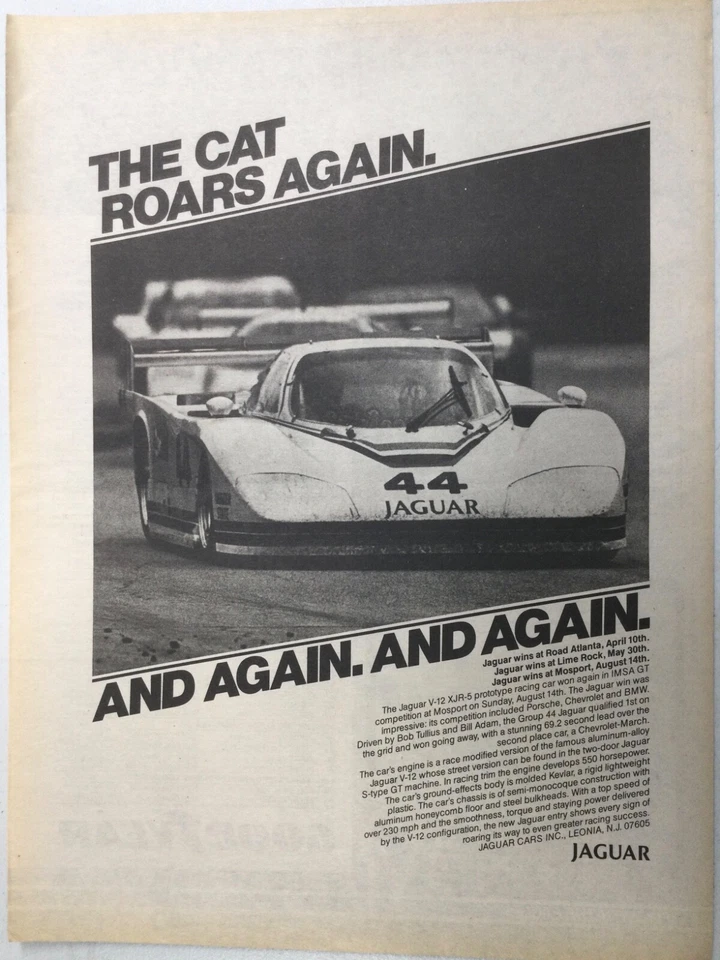 Anuncio AW 66 1983 Jaguar V-12 XJR-5 Prototype Racing Group 44 10-10-1983 Foto 1 de 1