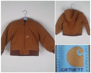 Carhartt Jacket Kids 3T Brown Canvas Hooded #J2317 - Picture 1 of 15
