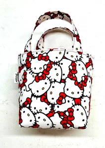 Handmade Fabric Lined Mini Tote Bag/Gift Bag Reusable White/Red Hello Kitty New - Picture 1 of 6