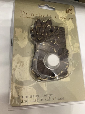 Antique Vintage Solid Brass Doorbell Cover, New, floral Nature Theme Cover