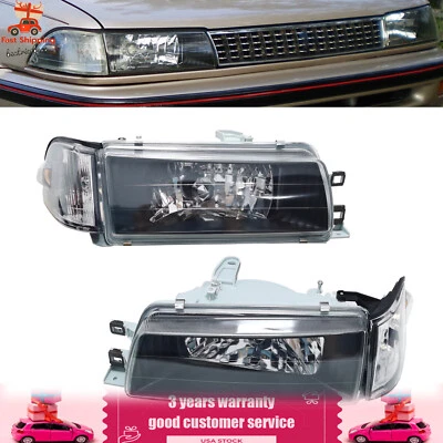 For 88-92 Toyota Corolla Sedan Headlights Front Lamps Corner Light Left+Right US - Imagem 1 de 4