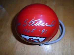 Jan Stenerud HOF 91 Autographed Kansas City Chiefs Football Mini Helmet - Picture 1 of 4