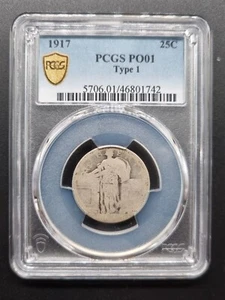 1917 Standing Liberty Quarter 25c Type 1 Lowball PCGS PO1 Poor 1 #64542 - Picture 1 of 2