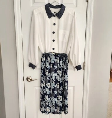 Vestido Camisa Secretaria Retrô Floral Parte Inferior Poke A Ponto Acabamento LESILE FAY Feminino 16WP - Imagem 1 de 4