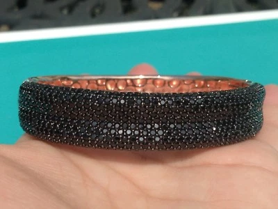 Brazalete Brazalete Espinela Negro Cóncavo Placa Oro Rosa 14K Esterlina 13.50ct QVC Foto 1 de 4