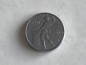 Italia - 50 Lire Vulcano 1991 Variante con rombo. - Foto 1 di 2