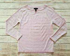 Banana Republic Womens Sweater Sz Medium Light Purple Silver Stripes Merino Wool - Picture 1 of 6