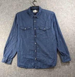 Duke Shirt Mens Extra Large Blue Chambray Snap Front Western Long Sleeve Classic - Picture 1 of 12