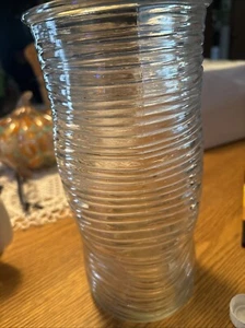 Vintage Large Glass Flower Vase Modern Art Deco Clear - Picture 1 of 2