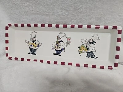 Plato rectangular Sonoma Bordeaux Café 3 chefs borde marfil y rojo 14,5 pulgadas Foto 1 de 4