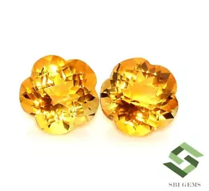Natürlicher Citrin Blütenform Karoschliff Paar 12x12 mm 12,57 cts lose Edelsteine - Bild 1 von 7