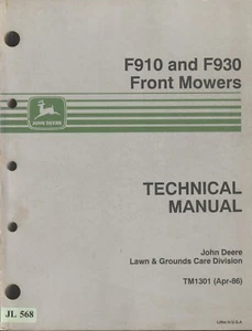 JL568 John Deere F910 und F930 Frontmäher Technisches Handbuch (1986) TM1301 - Bild 1 von 1