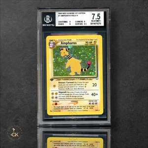 Pokémon BGS 7.5 Ampharos Holo 1st Edition Neo Genesis 1/64 SWIRL Vintage - Picture 1 of 3