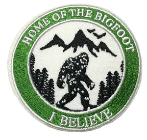 Home of the Bigfoot Green Patch Embroidered iron-on Applique Legend Myth Lore - Picture 1 of 3