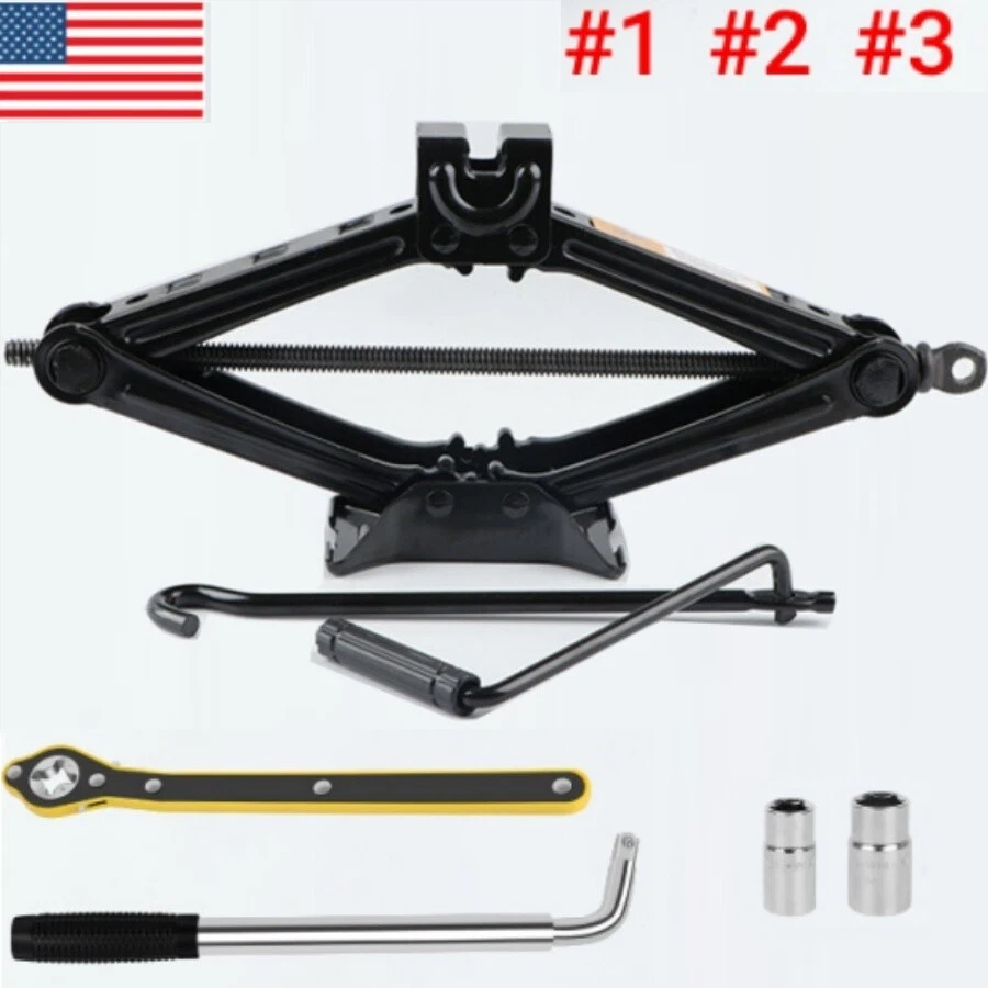 2 Ton，3 Ton Scissor Jack Handle Crank Wheel Lug Wrench Tool Kit Car Garage Tire - Image 1 of 4