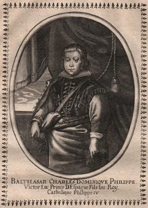 Baltasar Carlos By Spain España Spain Portrait Copperplate Merian Approx. 1650 - Picture 1 of 1