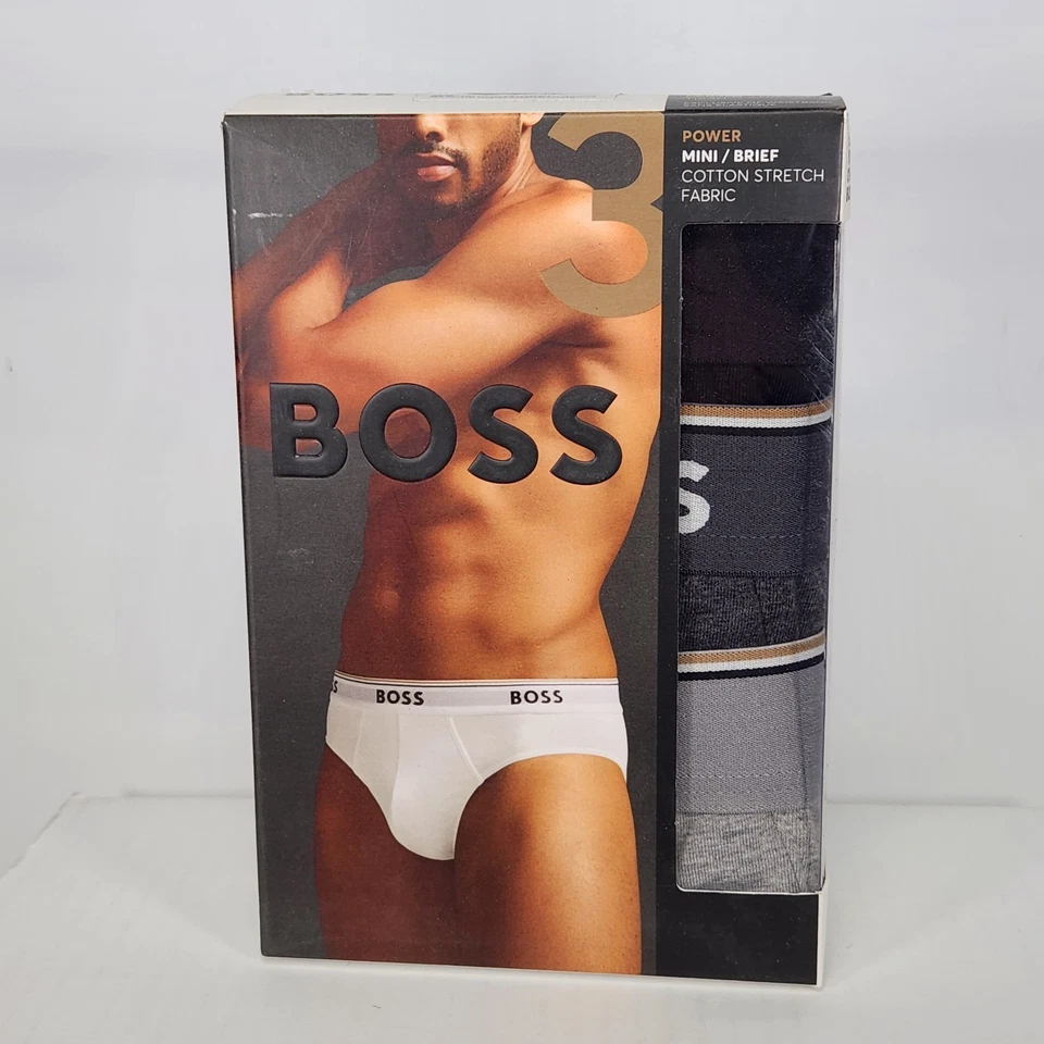 Size XL - 3pk BOSS Logo Waistband Power Mini / Brief - Cotton Stretch - Image 1 of 4