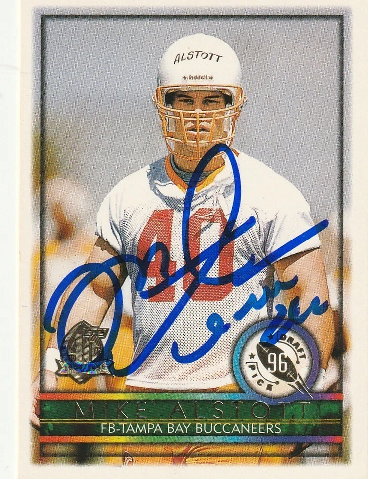 MIKE ALSTOTT TAMPA BAY BUCCANEERS  SIGNED 1996 TOPPS CARD #419 - Image 1 of 1