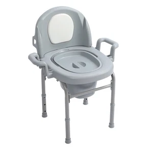 Bedside Commode Chair Portable Toilet With Padded Backrest Solid Bucket And - Picture 1 of 12