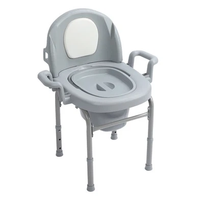 Bedside Commode Chair Portable Toilet With Padded Backrest Solid Bucket And - Image 1 of 4