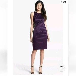 ELIZA J Purple Dress Cocktail Party Sleeveless Sheath 10 Designer Luxury wedding - Picture 1 of 8
