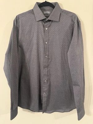 Camisa de vestir ajustada Michael Kors para hombre talla L 16 34/35 gris oscuro con puntos sutiles Foto 1 de 4