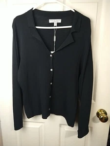 Carolyn Taylor Essentials L Black Shirt Collared V Neck Long Sleeve Business... - Picture 1 of 10