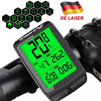 Funk Fahrradcomputer LCD Fahrrad Tachometer Radfahren Kilometerzähler Tachometer - Bild 1 von 4