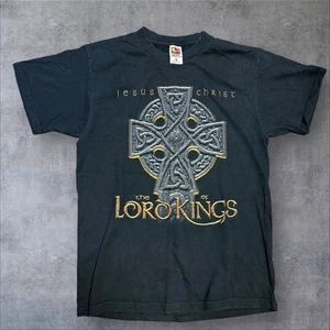 Vintage "Jesus Christ The Lord of Kings" Mens Black T Shirt L - Picture 1 of 5