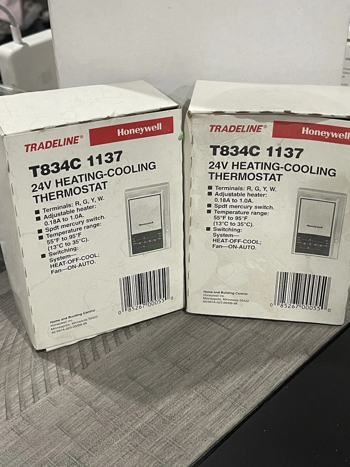 2-Honeywell T834C, 1137 24V Heating Cooling Thermostat New  - Image 1 of 1