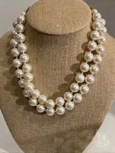 Collana Vintage Carolee Doppio Filo Annodato Finta Perla Tono Oro 16,5” - Foto 1 di 5