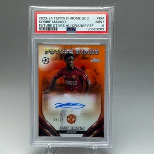 Kobbie Mainoo Auto /25 Orange Refractor PSA 9 POP 2 2023/24 Topps Chrome UCC - Picture 1 of 2