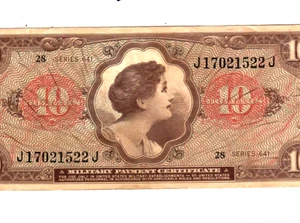 $10 "MILITARY PAYMENT" (SERIES 641) "MILITARY PAY" (SERIES 641) CRISPY!!! - Picture 1 of 3